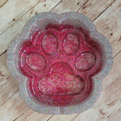 Glitter Paw Print Resin Ash Tray/Trinket Dish