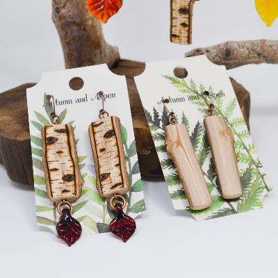 Wood Burned Necklaces And Earrings