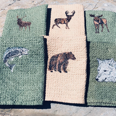 Rustic Embroidered Towels