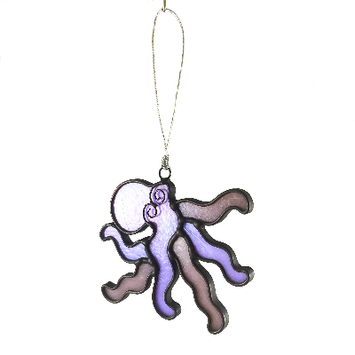 Stained Glass Octopus Ornament