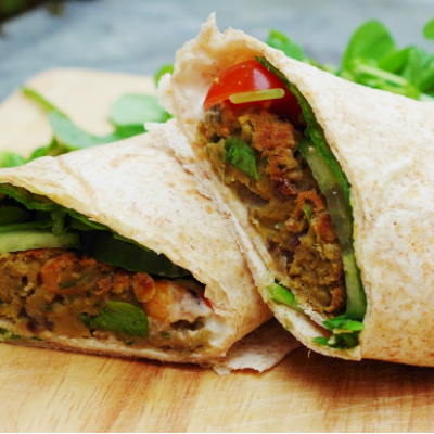Homemade Falafel Wrapped Sandwich