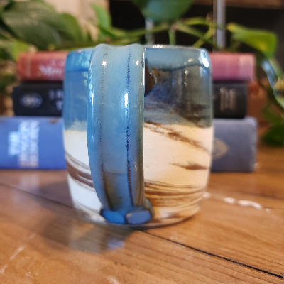 Handmade Ceramic Mug - Blue - Marbled