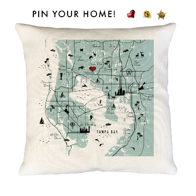 Hand-Printed Tampa Bay Pillow Cover | Pin Your Home!