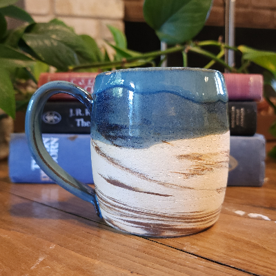 Handmade Ceramic Mug - Blue - Marbled