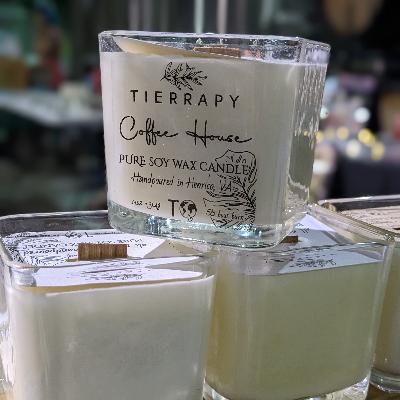 11oz Square Glass Container Candle, Soy Wax, Wooden Wick