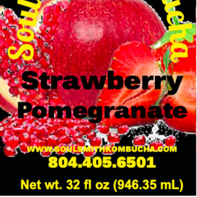 Soulsmith Strawberry Pomegranate Kombucha 32 Oz.