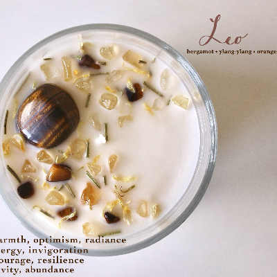 Zodiac Candles For Each Astrological Sign, With Crystals, Herbs, And Florals Inside