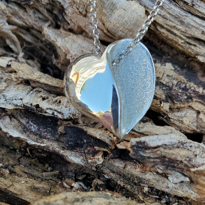 Folded Ss Heart Pendant