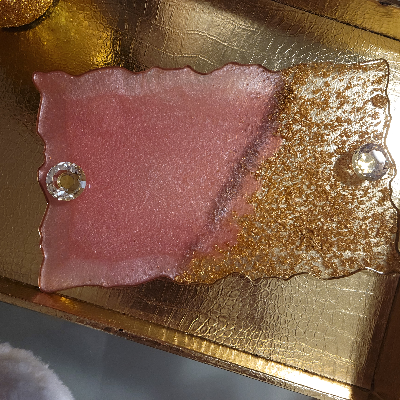 Custom Resin Pink & Gold Foil Serving Tray. Glam Home Decor. Resin Vanity Tray. Housewarming Gift.