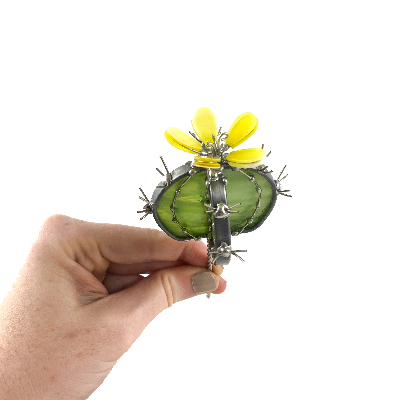 Stained Glass Parodia Cactus Planter Stake