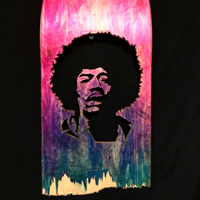 Jimi Hendrix Silohuette Handmade From Recycled Skateboards