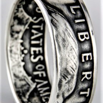 Ben Franklin Silver Half Dollar Coin Ring