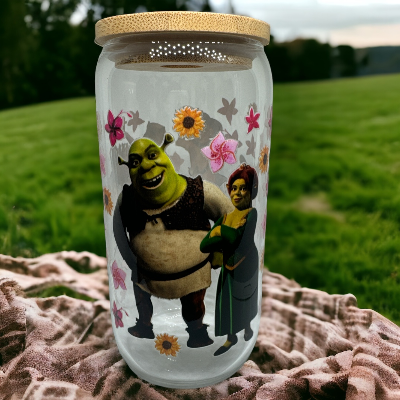 Glass Cup W/ Bamboo Lid And Glass Straw