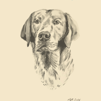 Customized Hand Drawn Pet Portait Example