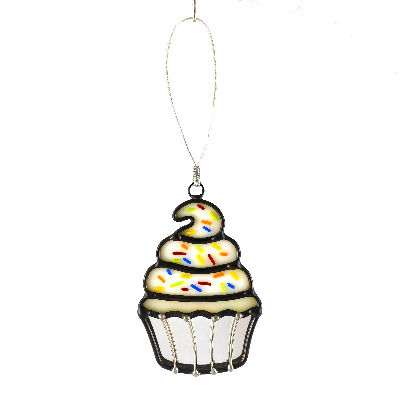 Stained Glass Sprinkle Cupcake Ornament