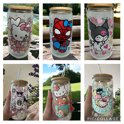 Glass Cup W/ Bamboo Lid And Glass Straw.