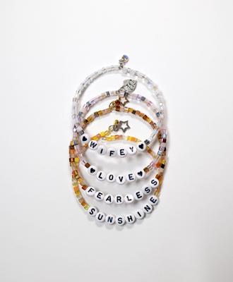 Single-Wrap Beaded Letter Bracelet W/Charm