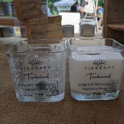 11oz Square Glass Container Candle, Soy Wax, Wooden Wick