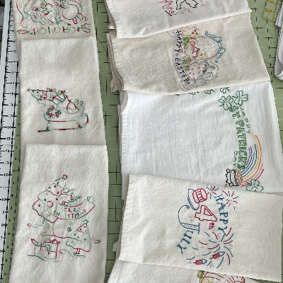 Hand Embroidered Kitchen Towels