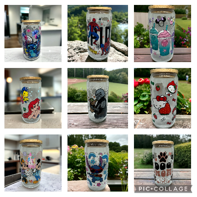 Glass Cup W/ Bamboo Lid And Glass Straw.