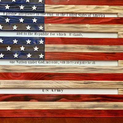 Wood Flag With The Pledge Of Allegiance