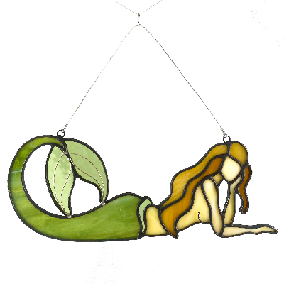 Stained Glass Lounging Mermaid Suncatcher