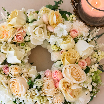 Mini Ivory Romance Luxury Faux Floral Front Door Wreath