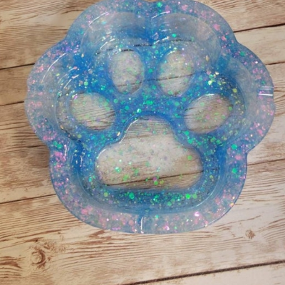 Glitter Paw Print Resin Ash Tray/Trinket Dish