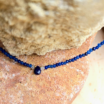 Sapphire And Herkimer Diamond Choker