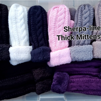 Sherpa-Lined Thick Mittens