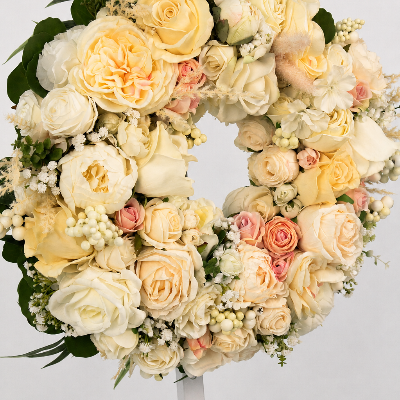 Mini Ivory Romance Luxury Faux Floral Front Door Wreath