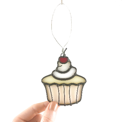 Stained Glass Cupcake Ornament