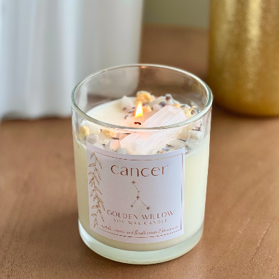 Zodiac Candles For Each Astrological Sign, With Crystals, Herbs, And Florals Inside