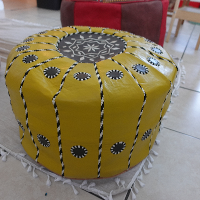 Handmade Moroccan Pouf Yellow