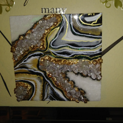 Gold, Black And White 3d Geode