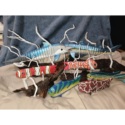 Painted Wooden Sealife Sculptures