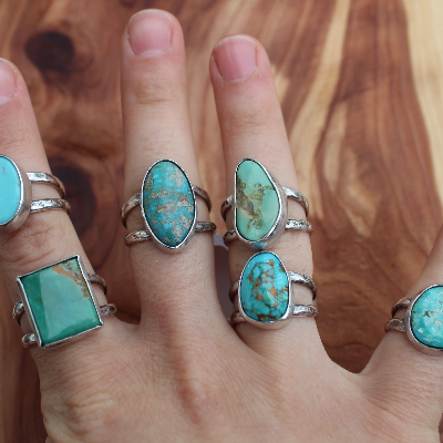 Turquoise Ring With Double Band