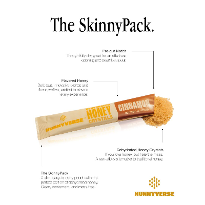 Dehydrated Honey Crystals - Cinnamon - Skinny Packs - 30 Ct Pouch