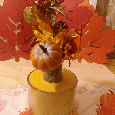 A Fall Floral/Candle Centerpiece