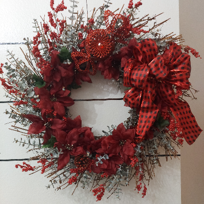 Holiday Inspired Red Dried Floral Wreath