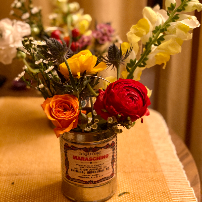 Tin Can Vase With Flowers