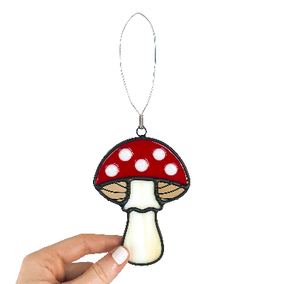 Stained Glass Spotted Toadstool Ornament