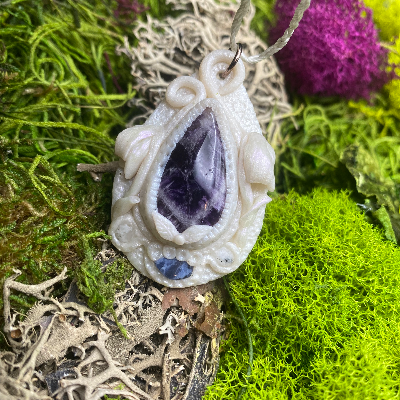 Ghost Pipe And Amethyst