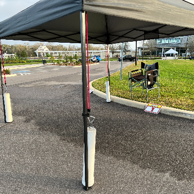 Thirsty Lemonade Set-Up, Tent Weights, Signage