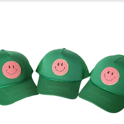 Green & Pink Smiley Face Hat