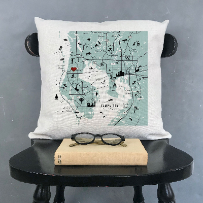 Hand-Printed Tampa Bay Pillow Cover | Pin Your Home!