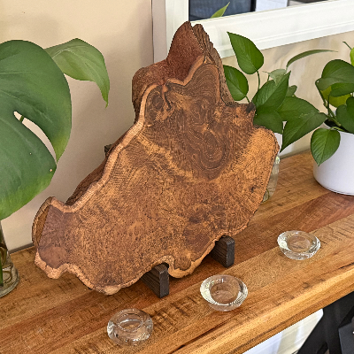 Teak Table Sculpture On Custom Ash Stand