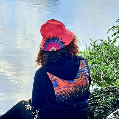 Hat Bucket Hand Painted Hat With Evil Eye & Mandala Decoration