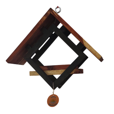 Cedar Bird Feeder With Black Accents – Modern Geometric Design