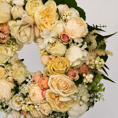 Mini Ivory Romance Luxury Faux Floral Front Door Wreath